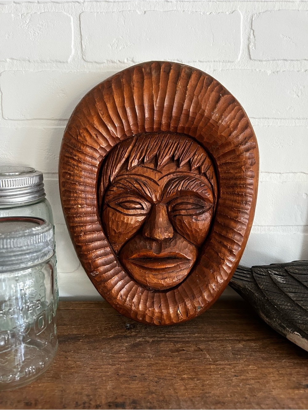 Magnifique sculpture vintage en bois autochtones fait à la main